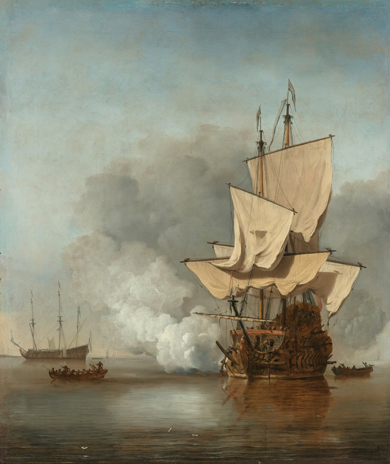 Peinture de marine — navire à la voile, œuvre en voyage